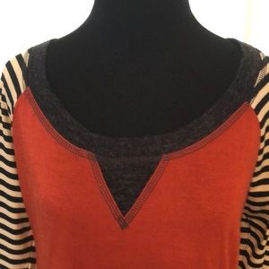 THML ls orange, black off-white stripe, grey, M